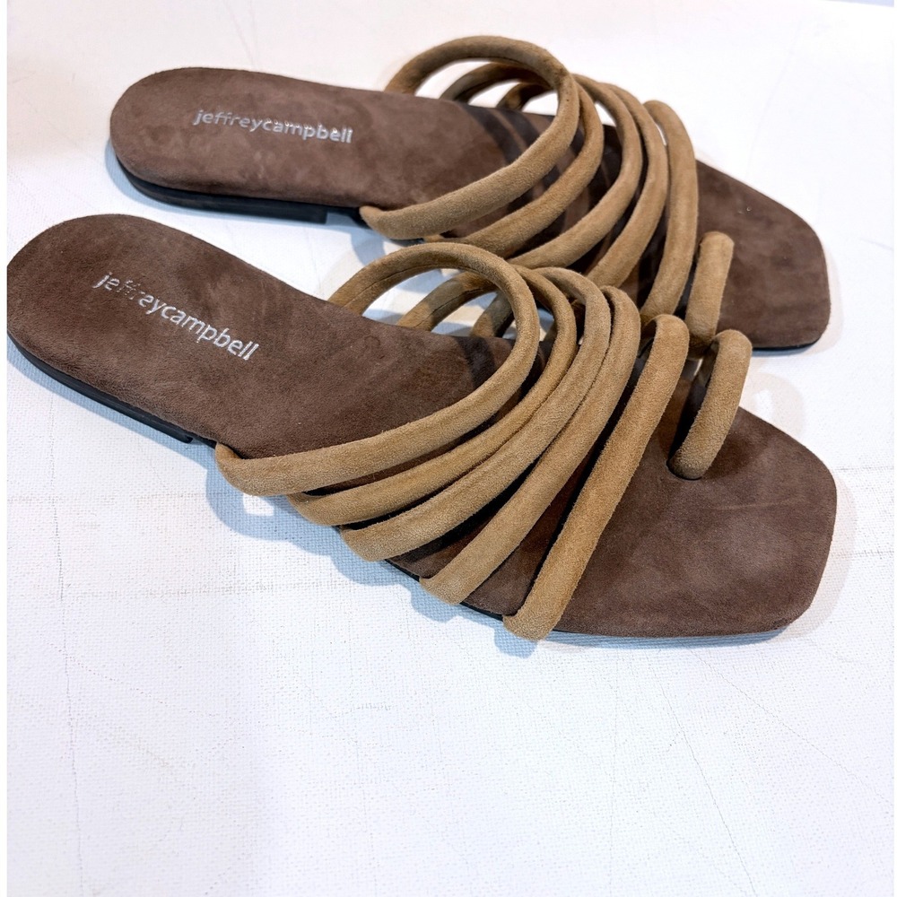 Jeffrey Campbell Suede Tubular Multi Strap Slide Sandals Womens Size 8 EU 39‎